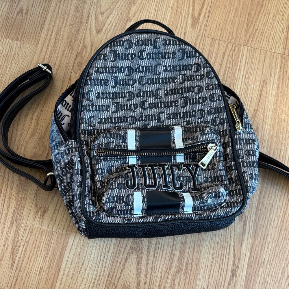 Juicy Couture Monogrammed Black and Gray Backpack